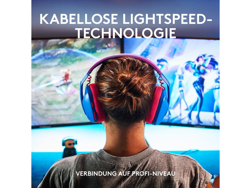 Logitech Headset G435 Gaming Lightspeed Blau Kabelloses Gaming-Headset mit integrierten Beamforming-Mikrofonen und bis zu 18 Stunden Akkulaufzeit