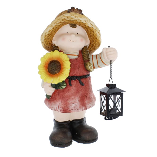 Herbstmädchen mit Laterne - aus Magnesia - ca. 24 x 17 x 43,5 cm
