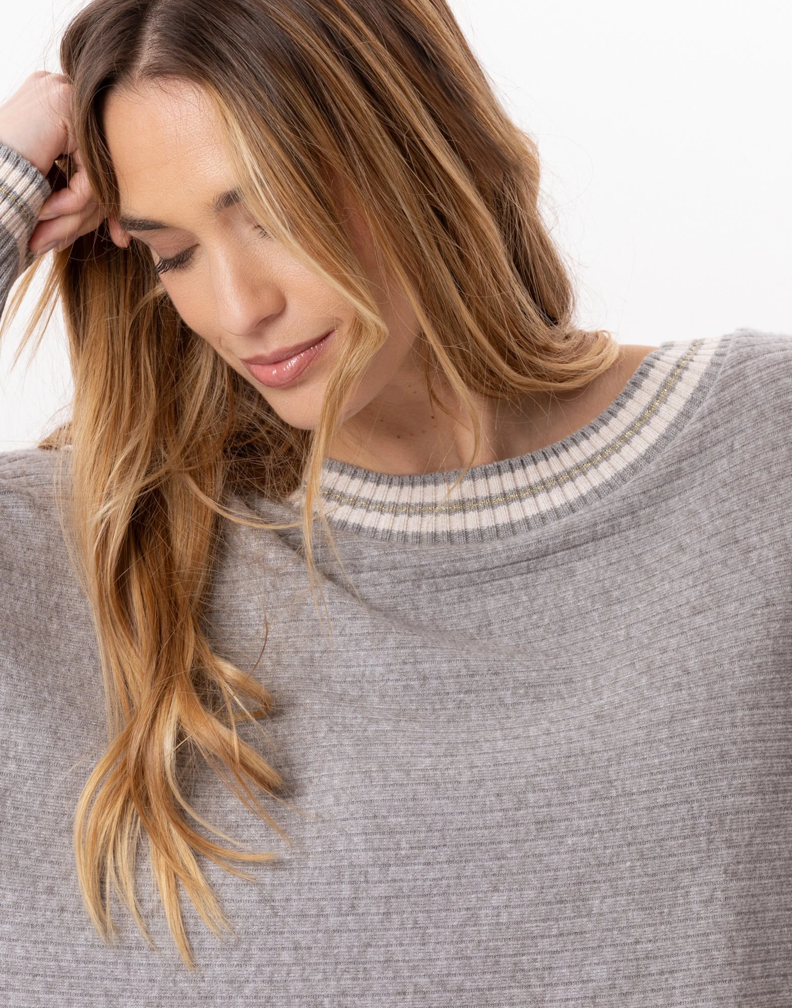 ESMEE 830 - Sweat en maille tricot | Gris