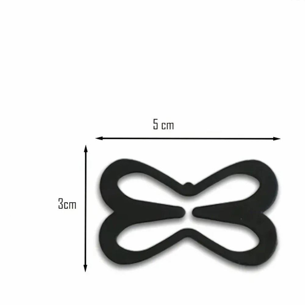 (3er Set) BH Träger Clip Rutschfeste Racerback Strap Klammer Schmetterling Stil - Schwarz