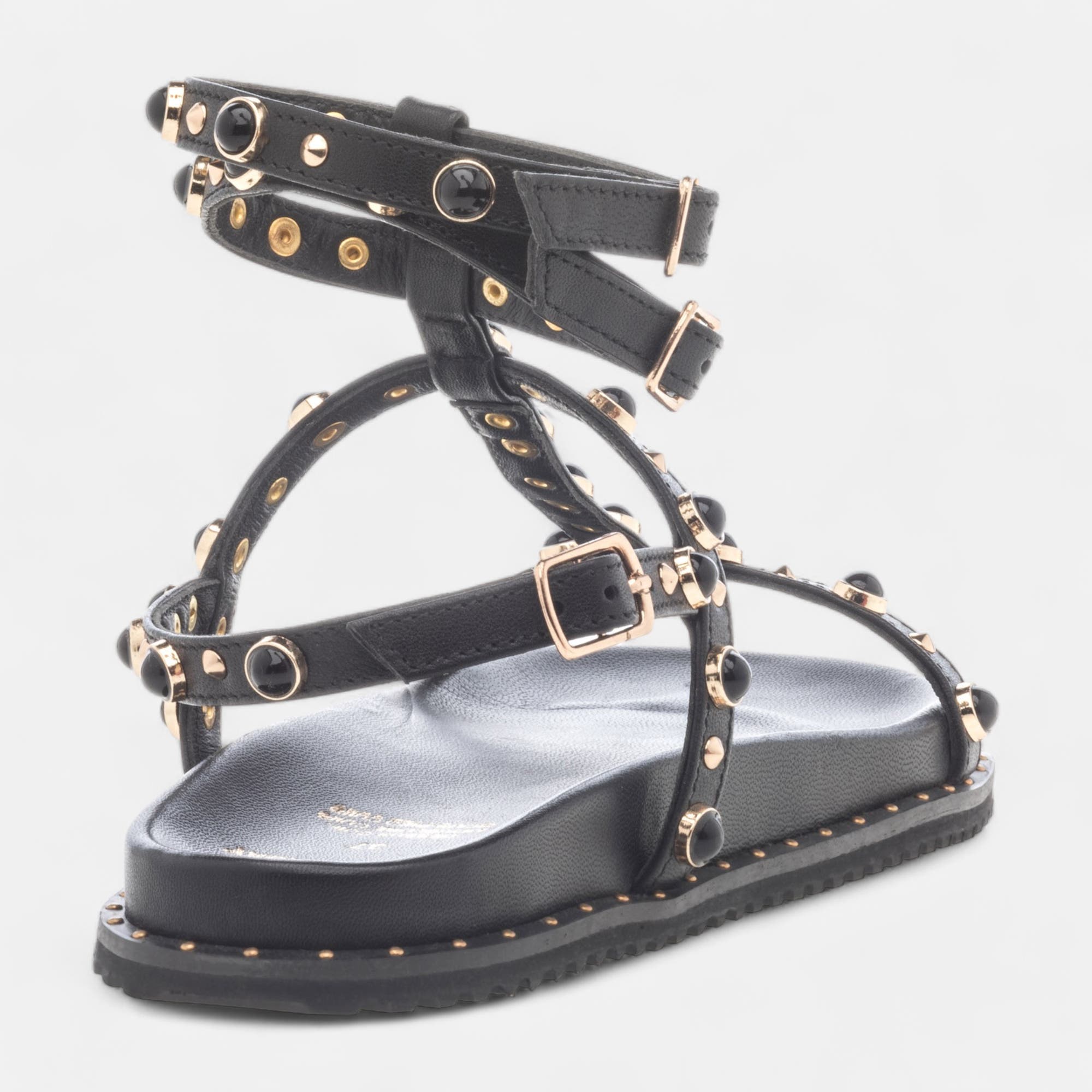 Sandales Femme en cuir noir
