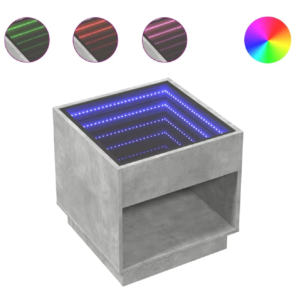 vidaXL Table de chevet LED infini - Gris béton