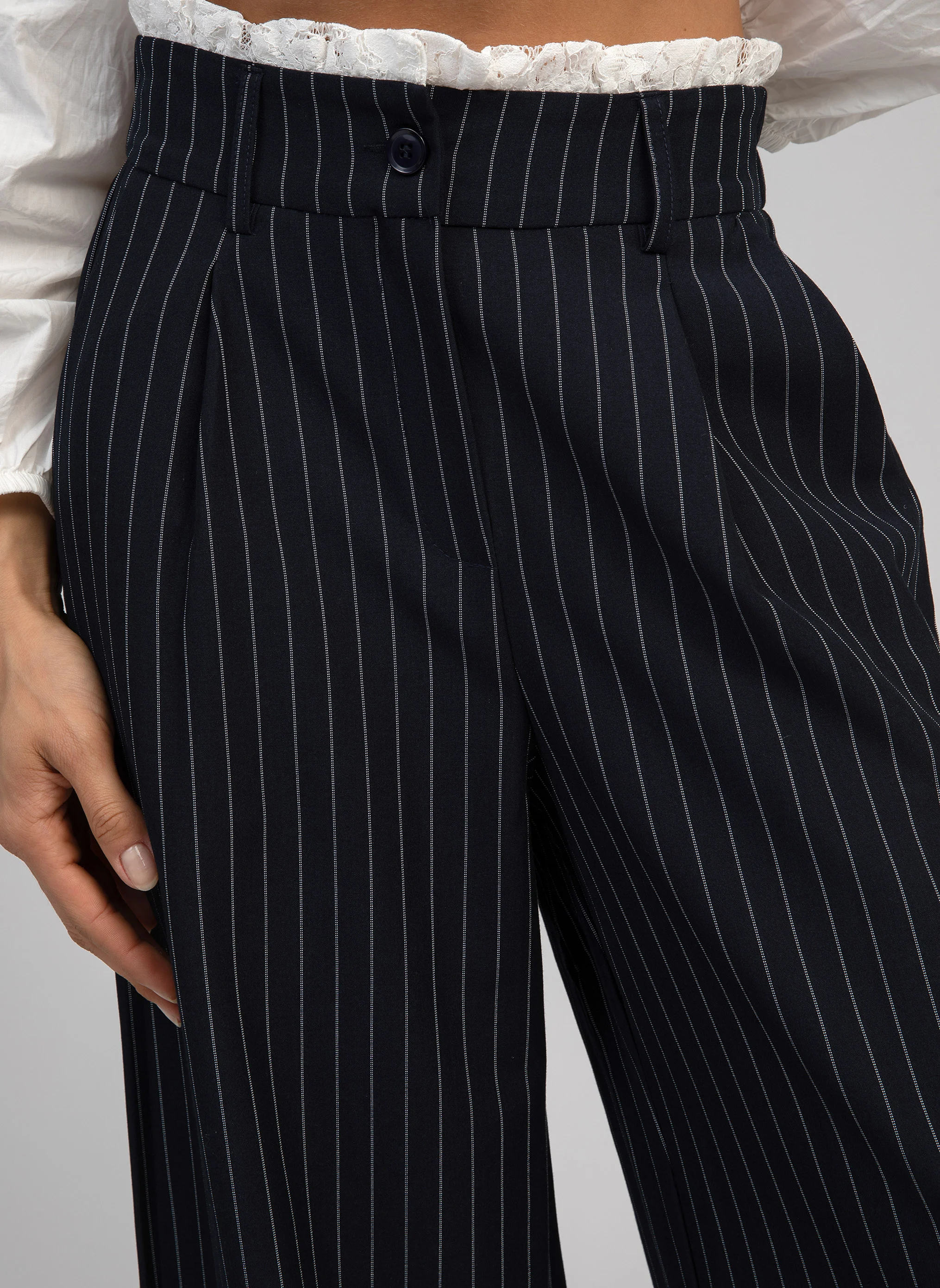 PANOVA - Pantalon large à rayures | Bleu