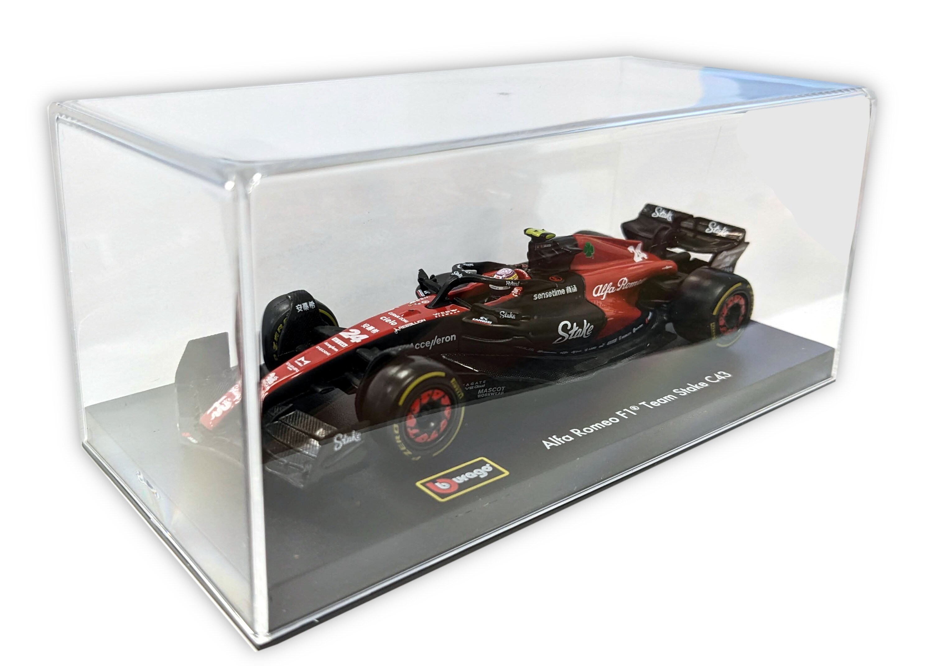 Bburago 18-38086 - Modellauto - F1 Alfa Romeo C43 #24 Zhou (mit Helm, Maßstab 1:43) Formel 1