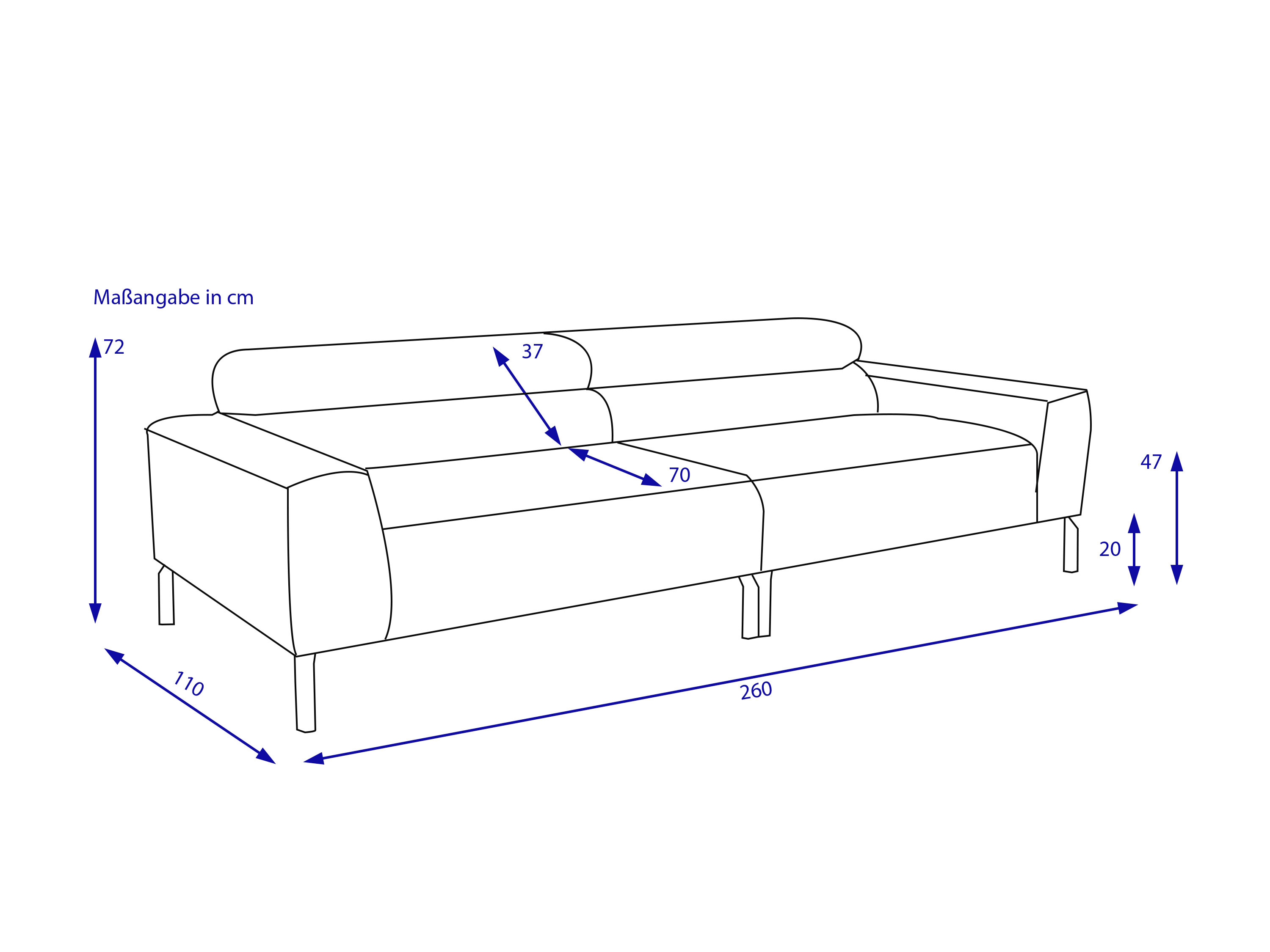 Sofa 3 Sitzer CARLOTTA light grey