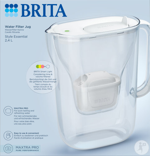 Brita Carafe Filtrante Style Essential White 1 Pièce + Carafe Filtrante Maxtra Pro 1 Pièce