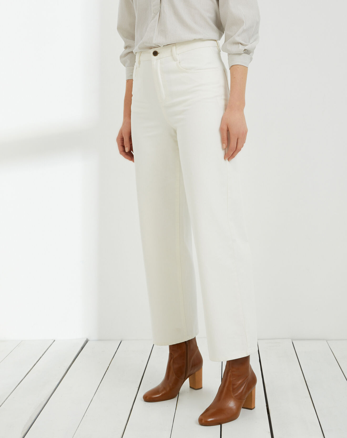 Cyrillus Jean wide leg raccourci L'Emboîtant blanc