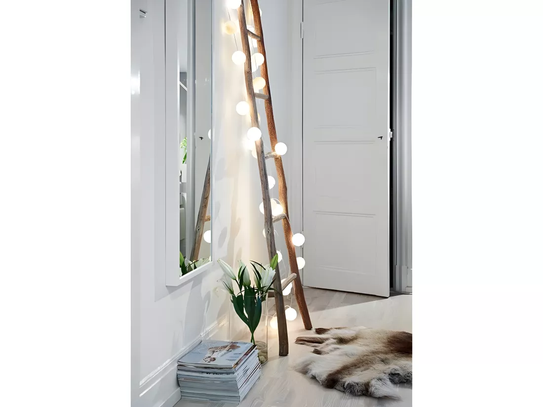 Guirlande lumineuse grise boules en papier 3,10 m