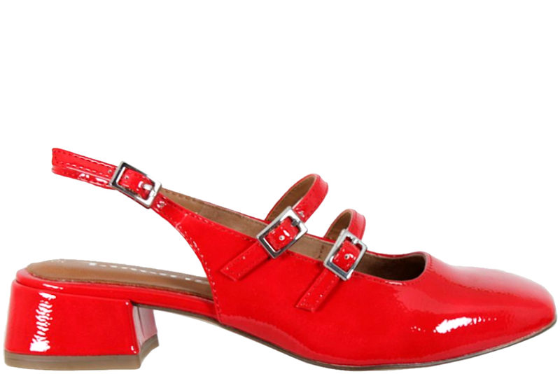 TAMARIS SLINGBACK I RØDT PU LAK