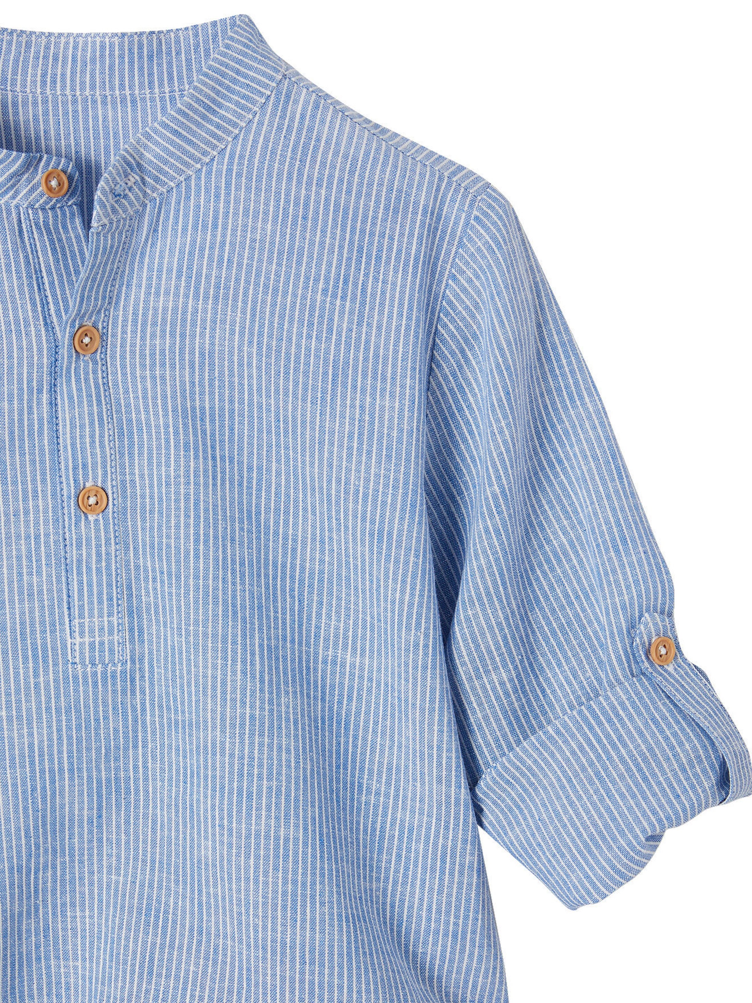 Vertbaudet Festliches Jungen-Set: Hemd & Shorts blau gestreift