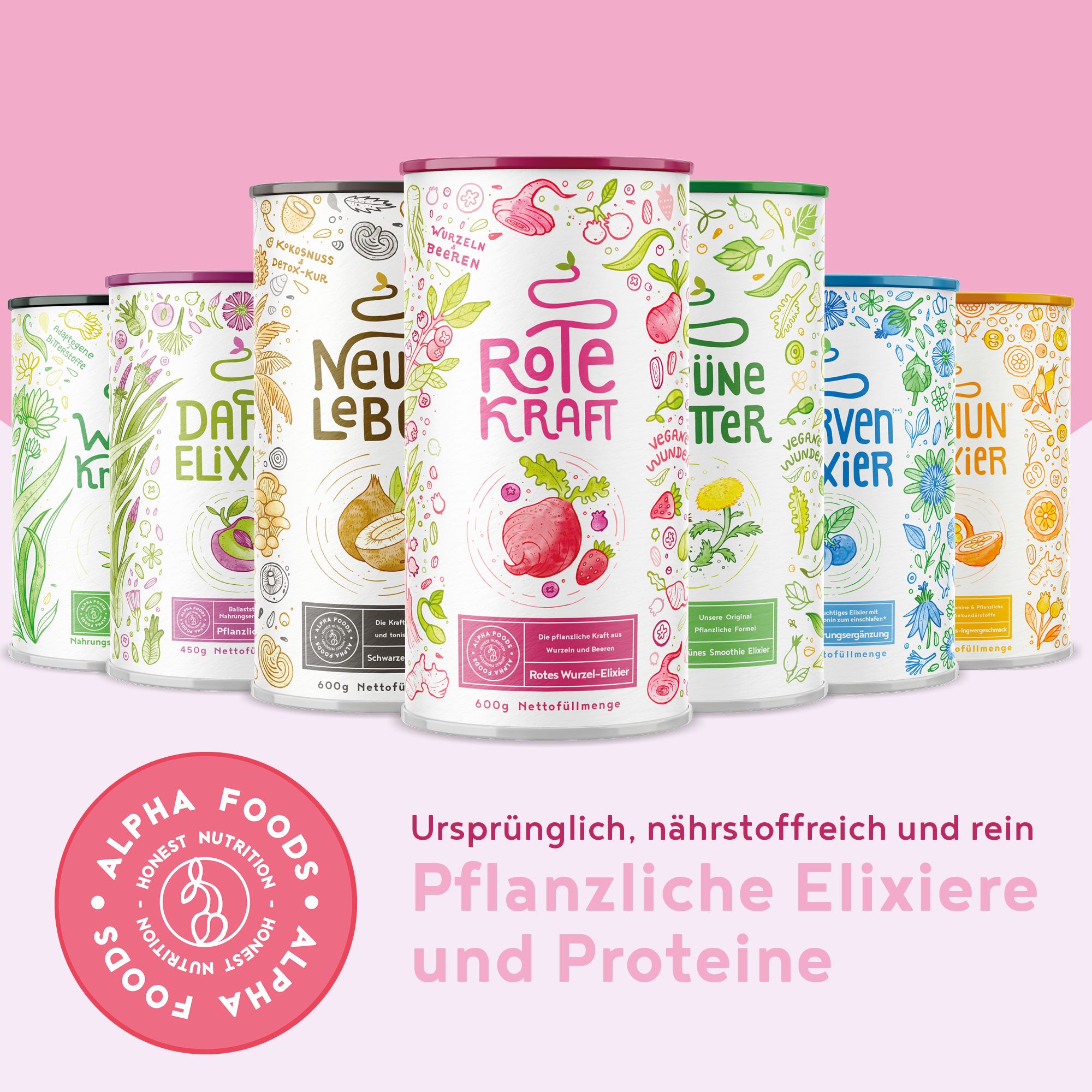 ALPHA FOODS Rote Kraft Kurkuma + Maca + Acai + Protein vegan