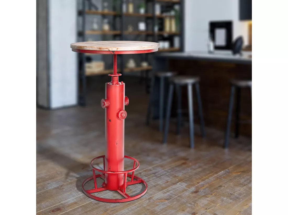 Lot de 2 Table haute - rond Ø 54 cm - Métal - Rouge - Ruhr