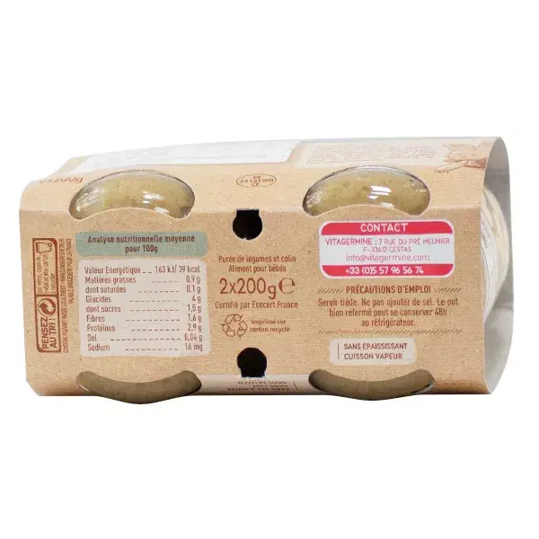 Babybio Lunch Pot Feijão Verde Batata Pescada +6m Orgânico 2 x 200g
