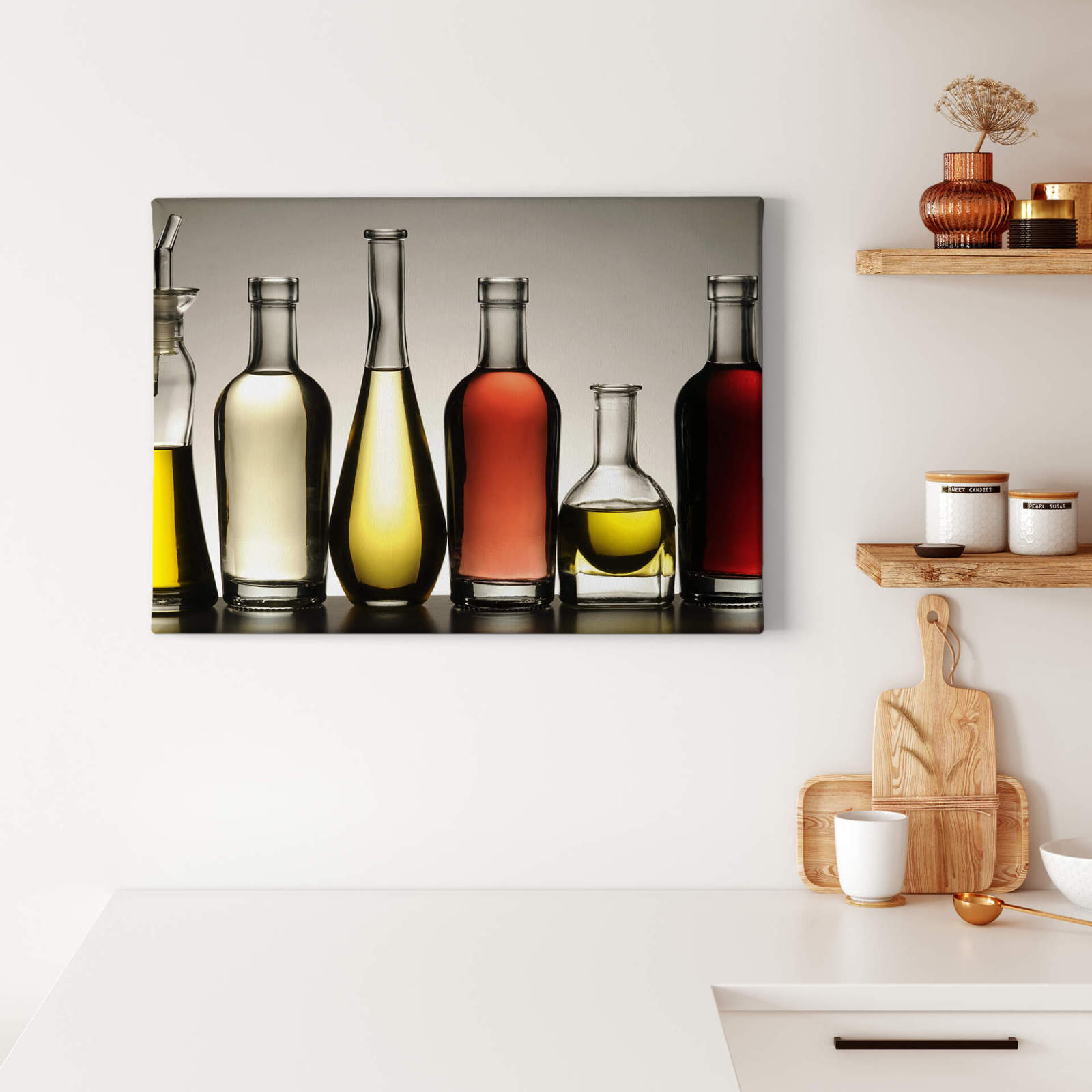 Leinwandbild ESSIG UND ÖL - grau - 70x50 cm