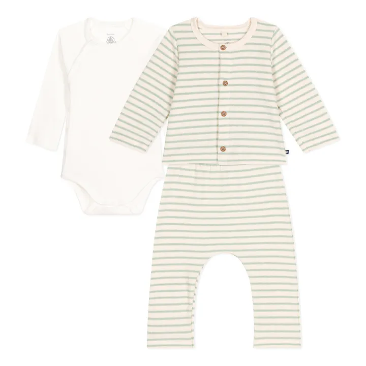 Petit Bateau Lot 3 Pièces Maille Rayé | Ecru