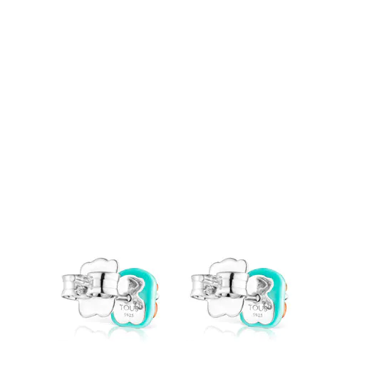 Brincos TOUS Vibrant Colors em prata, cornalina e esmalte