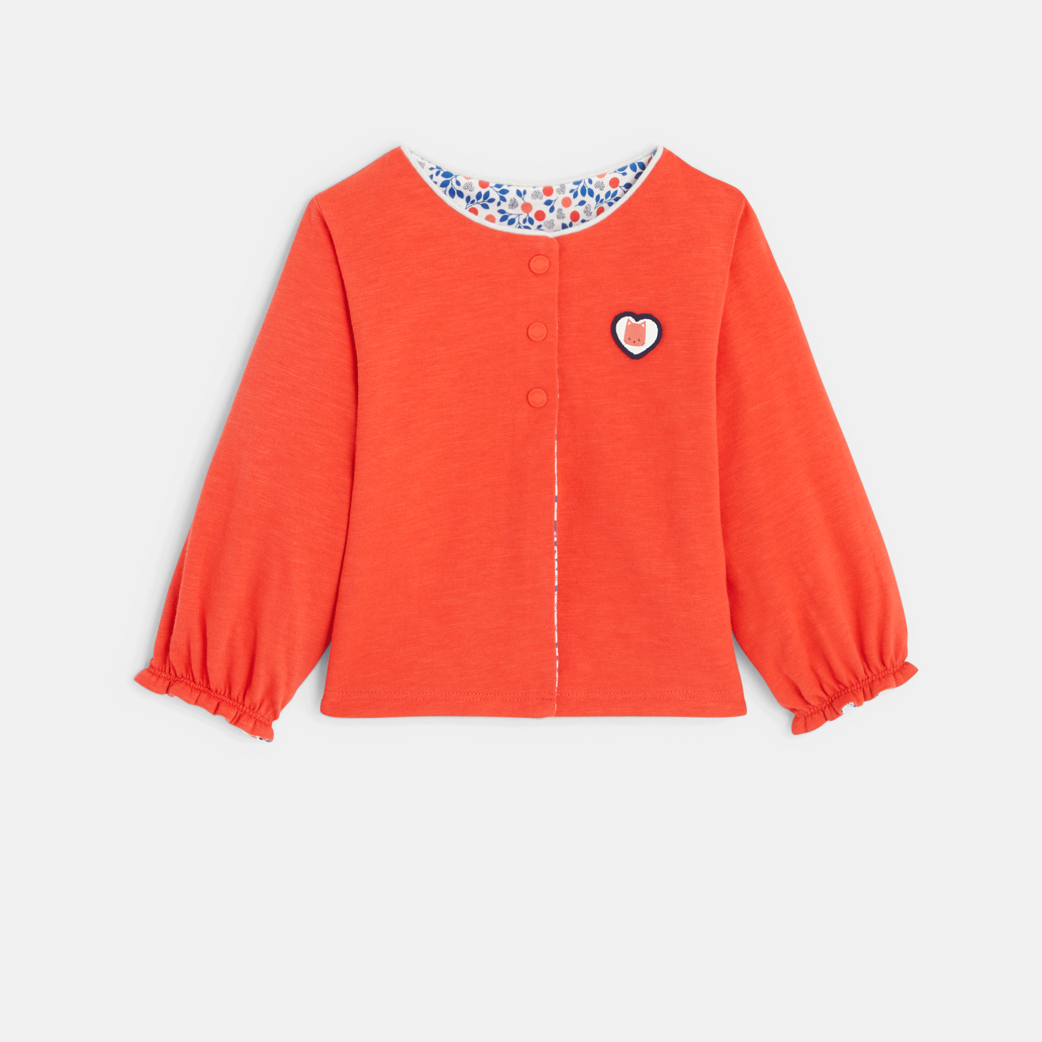 Gilet réversible fleuri rouge bébé fille