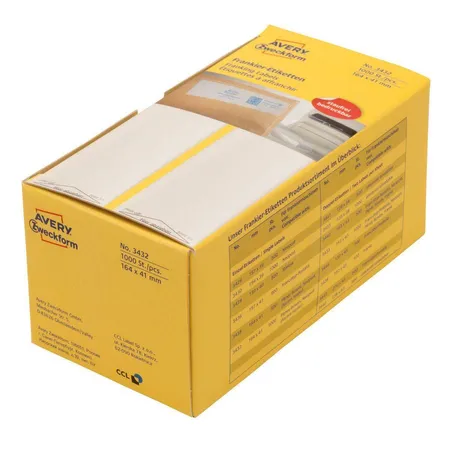 Avery Zweckform 3432 Frankier-Etiketten 164 x 41 mm, 1 Pack/1.000 Etiketten, weiß