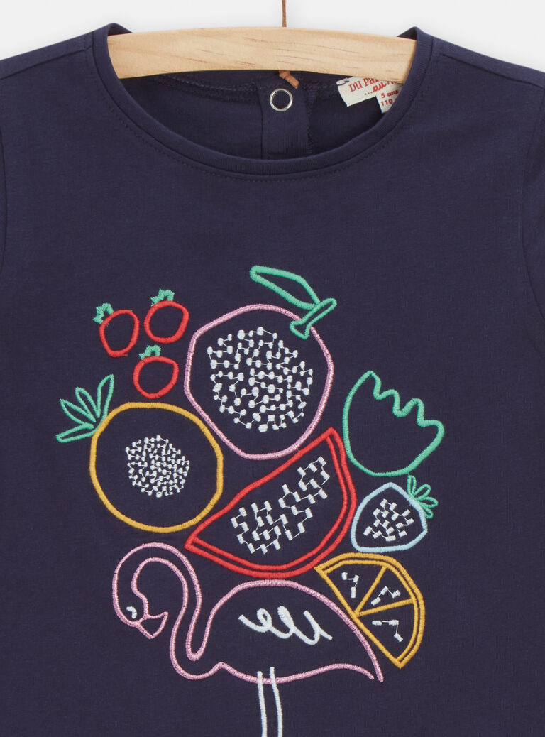 T-shirt bleu foncé ouvert dans le dos pour fille