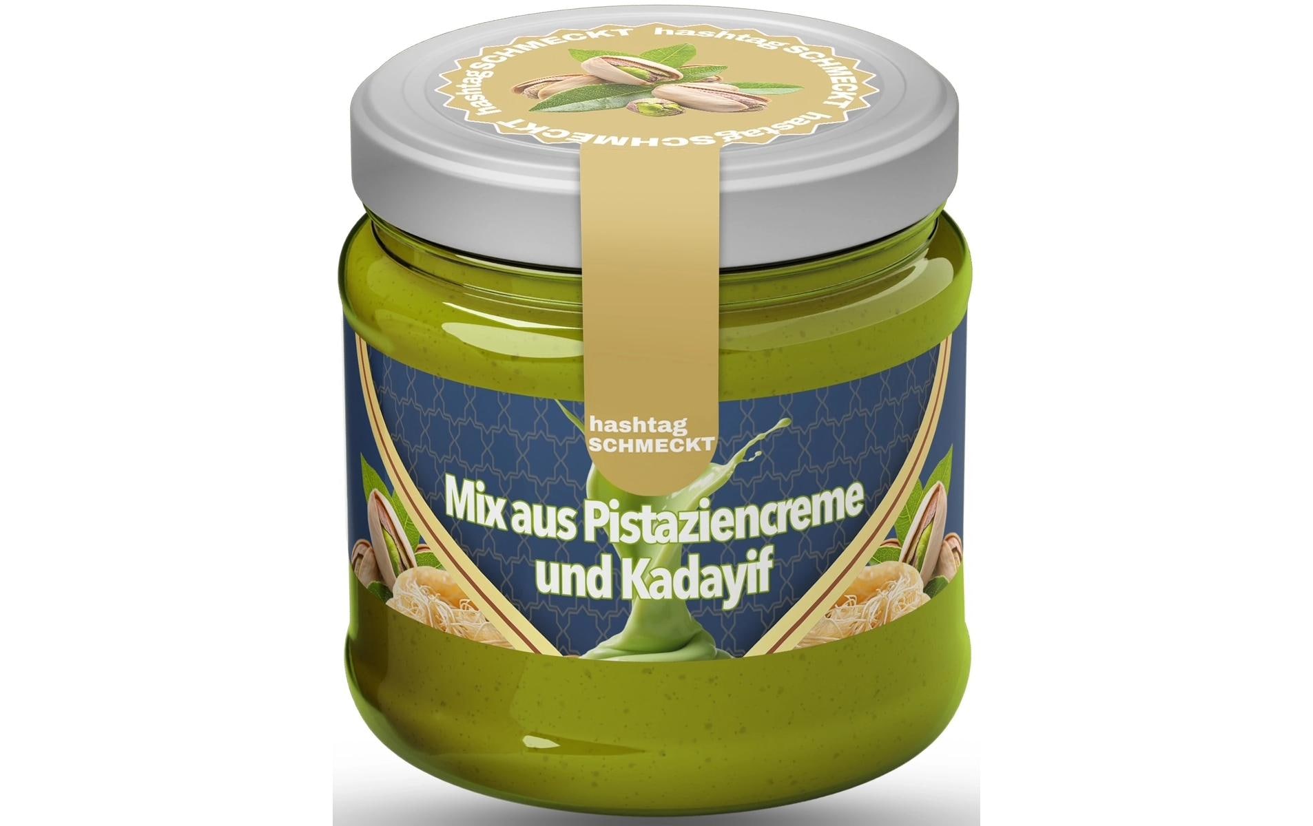 Brotaufstrich Pistaziencreme mit Engelshaar 220 gPistaziencreme mit geröstetem Kadayif und 30% Pistazienanteil