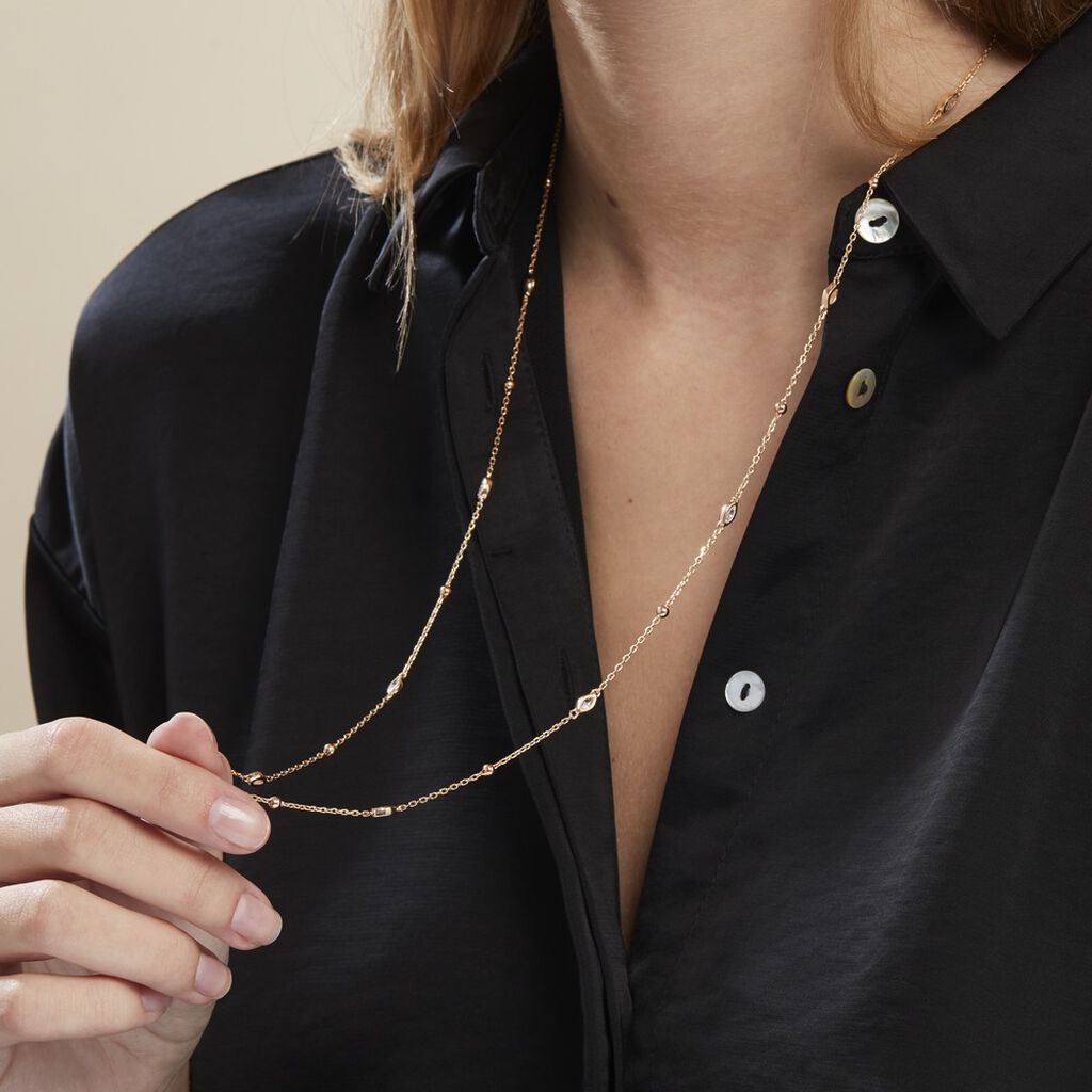 Collier Sautoir Plaqué Or Jaune Kristia Oxydes De Zirconium