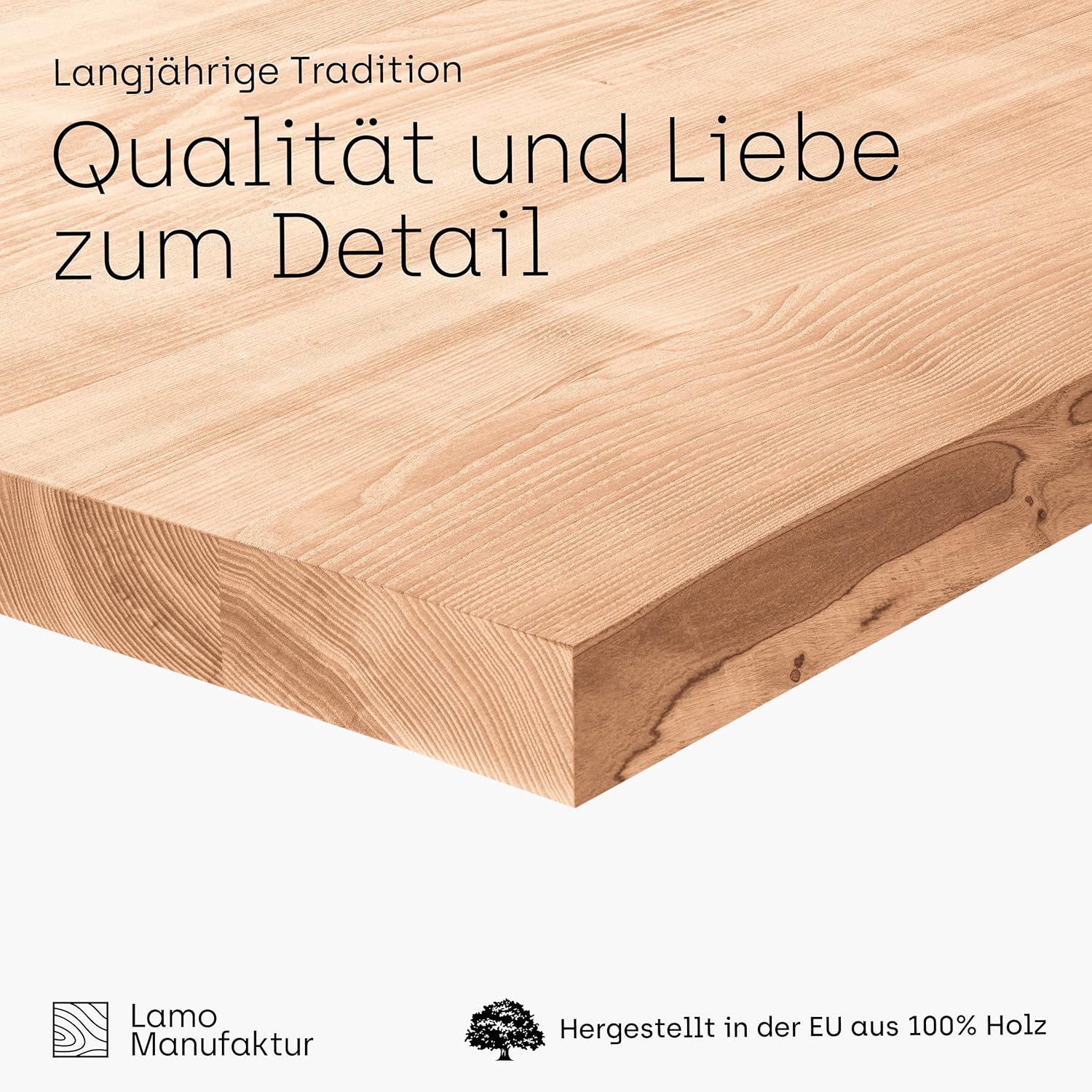 LAMO Manufaktur Tischplatte Wohnzimmertisch Schreibtischplatte Arbeitsplatte Massivholz 100x40 cm, Roh, LHG-01-A-001-104