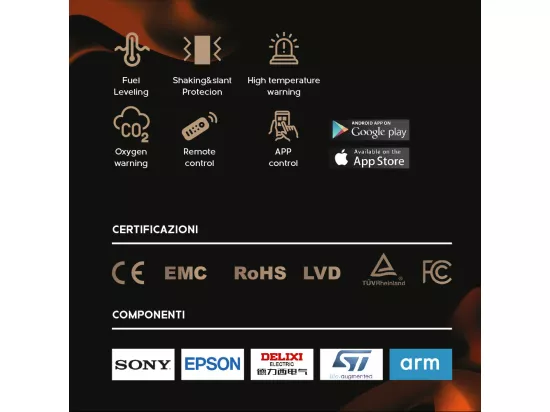 Brûleur bioéthanol Smart APP avec insert automatique intégré SLIM 100