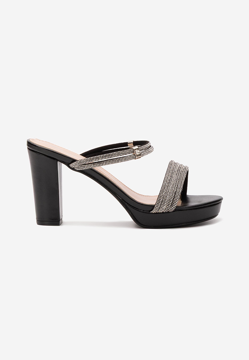 Sandales à talon épais noires Charleen