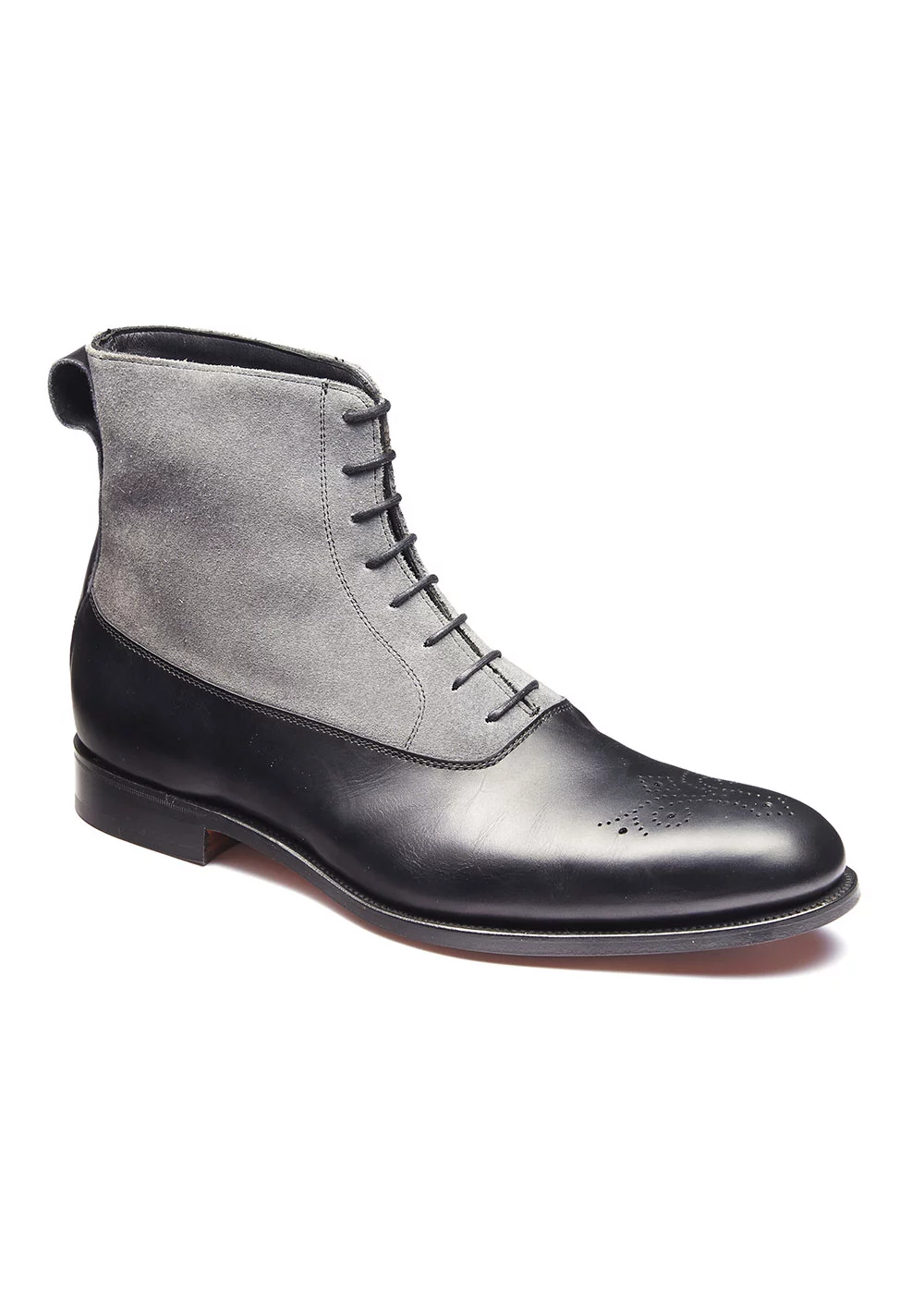 BOOTS CLARENCE VEAU NOIR ET VEAU VELOURS GRIS