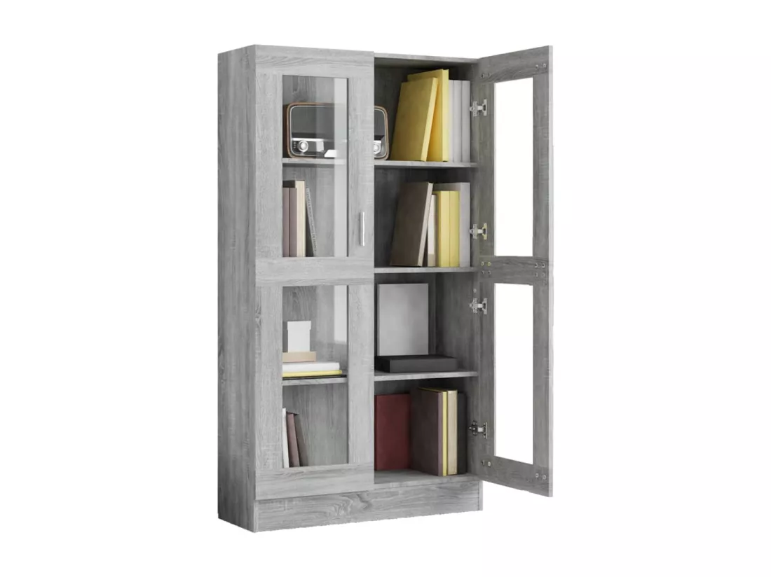 Armoire à vitrine Sonoma gris 82,5x30,5x150cm Bois d'ingénierie