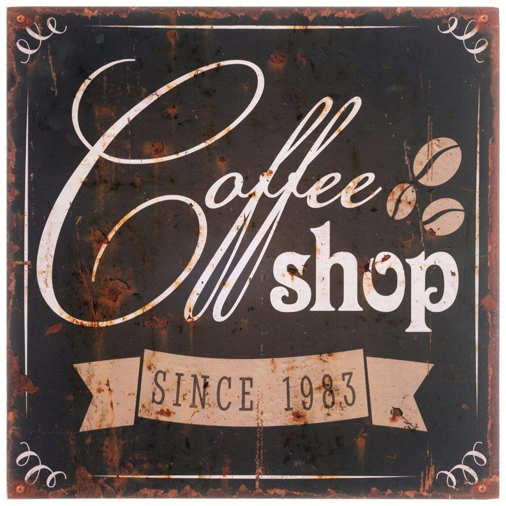 Holzschild COFFEE SHOP - braun - 30x30 cm