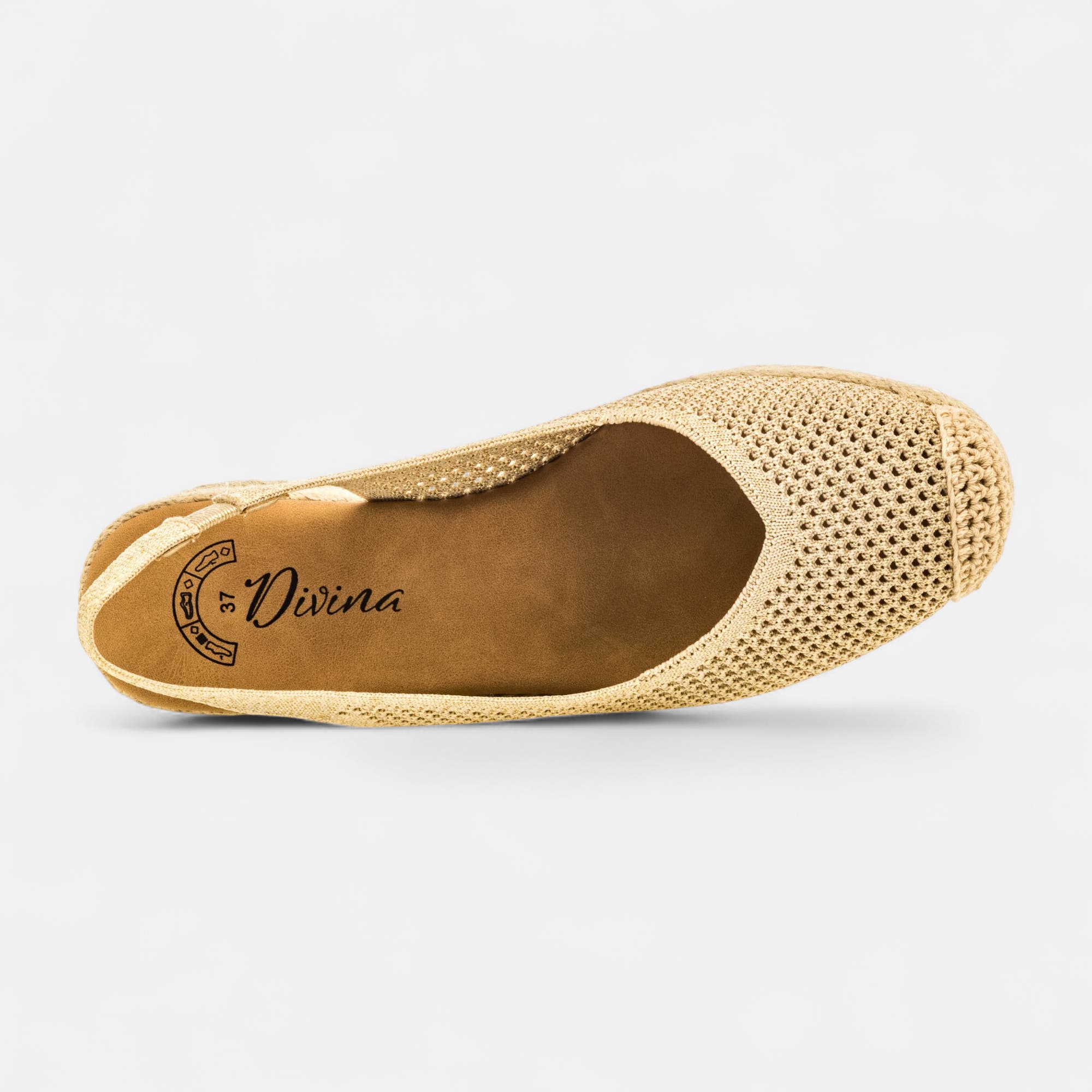 Espadrilles à talon compensé Femme or