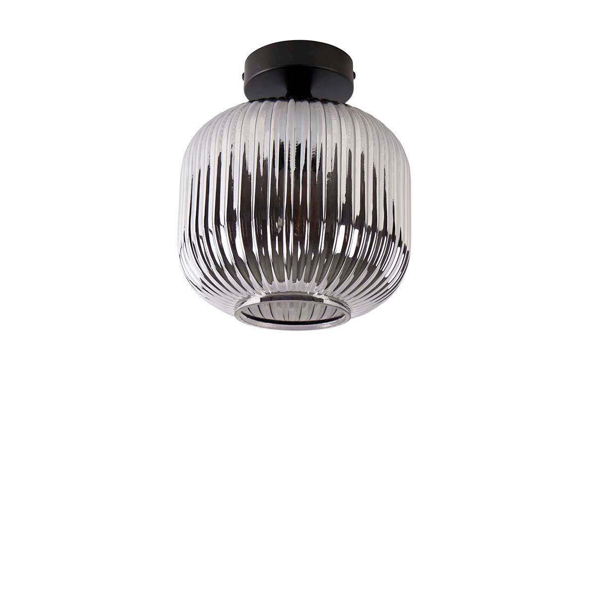 Smart plafondlamp zwart met smoke glas incl. Wifi A60 - Karel