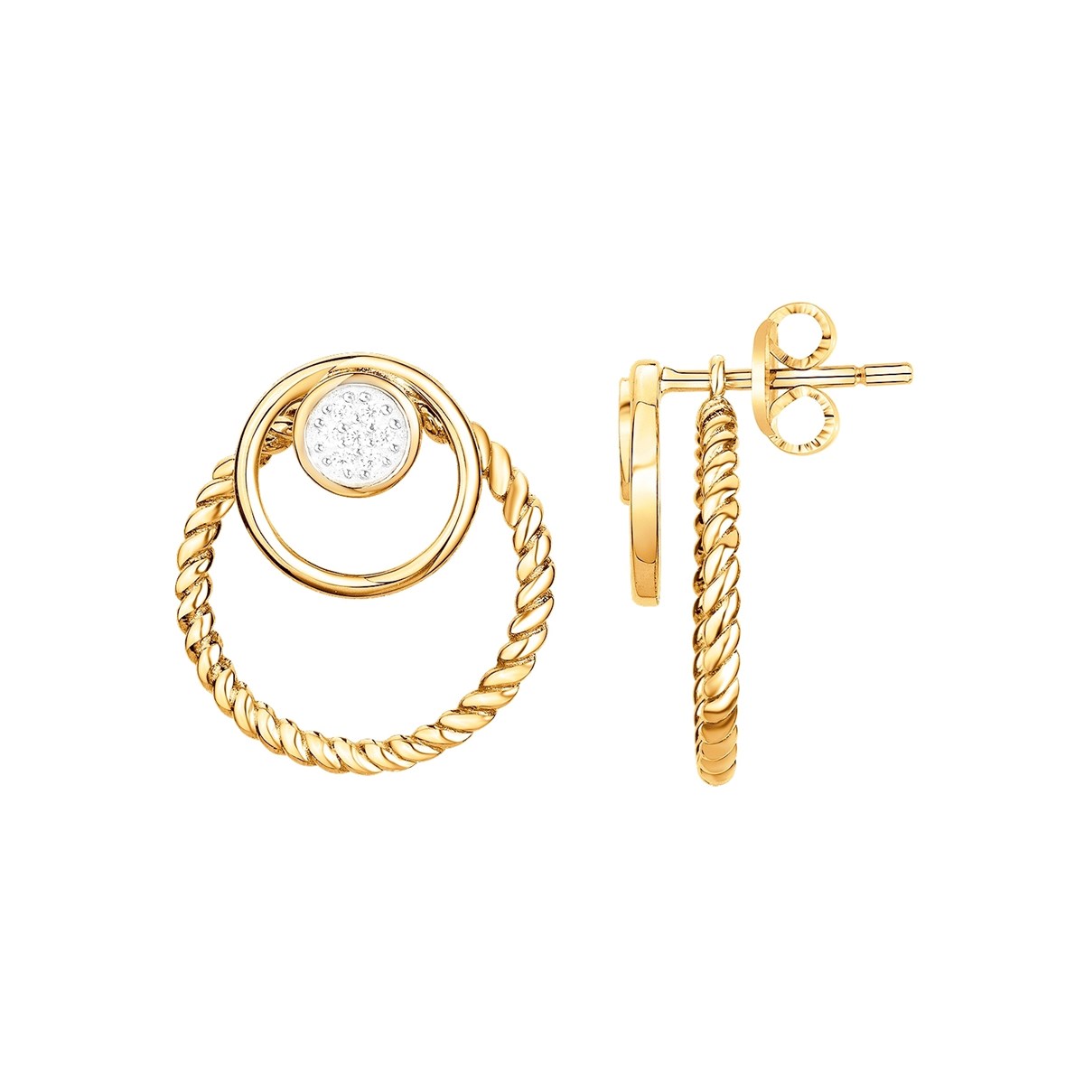 Boucles d'oreilles pendantes en Plaqué Or avec oxyde de zirconium blanc