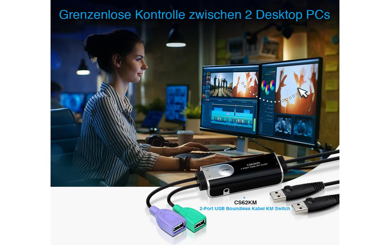 KM Switch CS62KM2-Port USB Boundless Kabel KM Switch