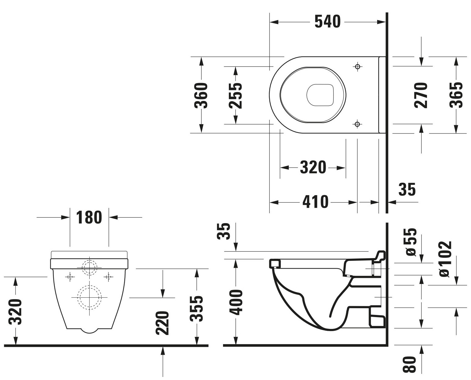 Duravit Starck 3 hangend toilet diepspoel wit glans