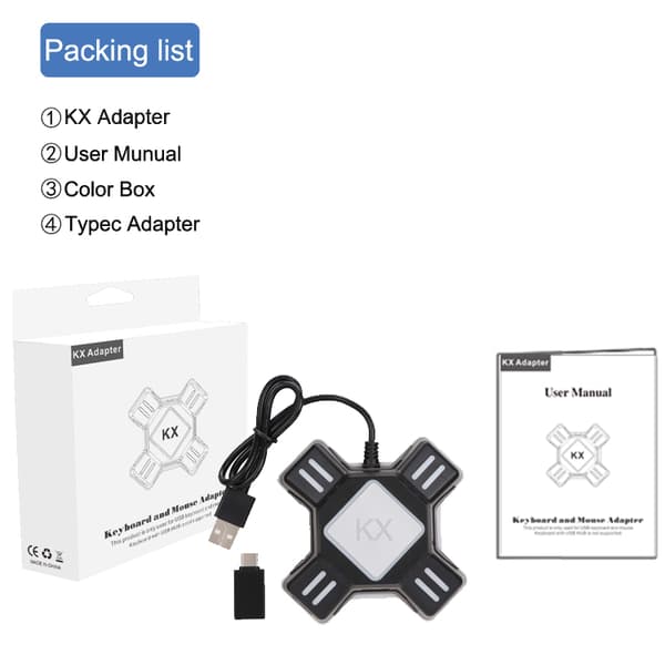 INF Adapter for mus og tastatur til Switch, Xbox One, PS3/4