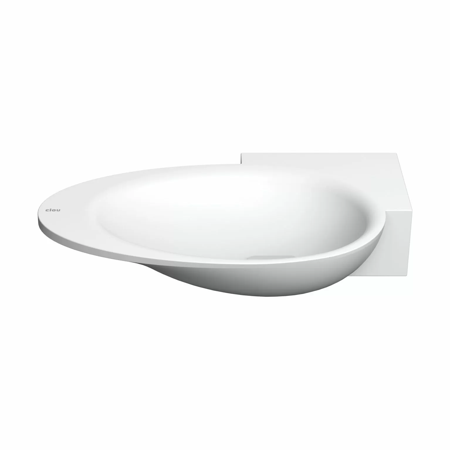 Clou First hoekfontein solid surface 39cm met kraangat rechts wit mat