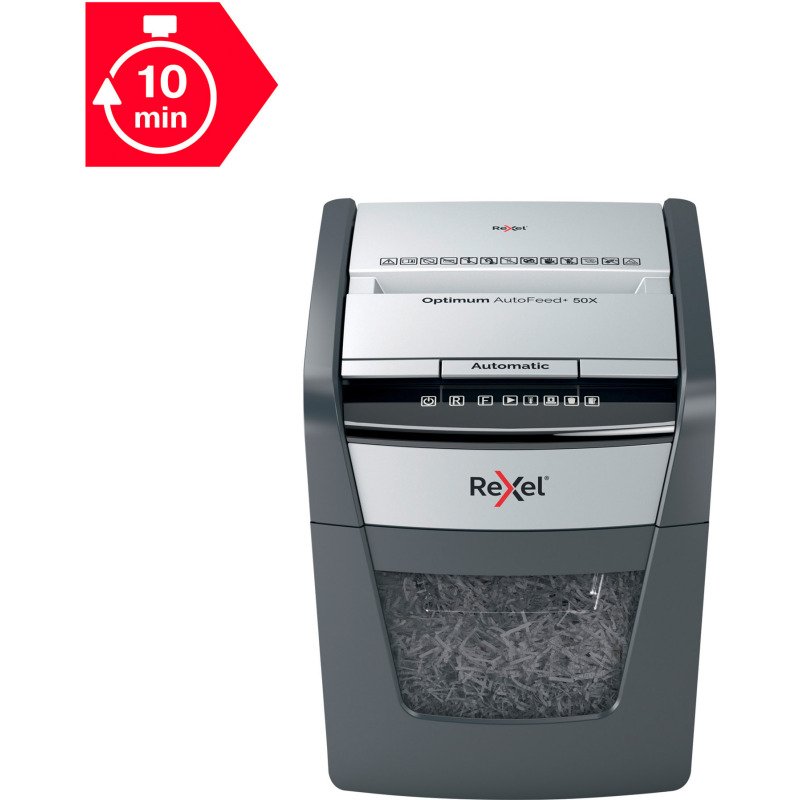 Destructeur Rexel Optimum Auto+ 50X - coupe croisée