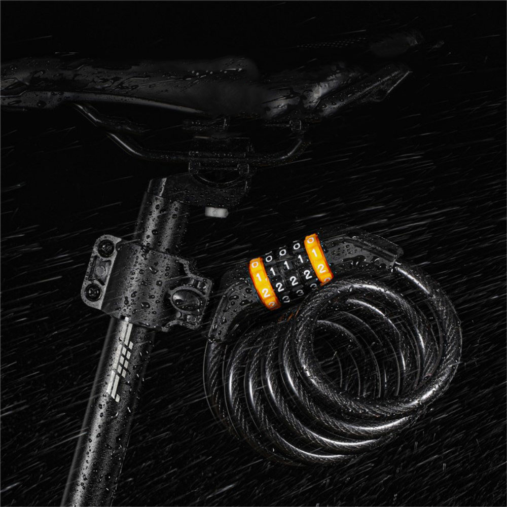 (2-tlg. Set) 5-Stelliges Code Fahrradschloss Velo Zahlenschloss   Halterung - Schwarz