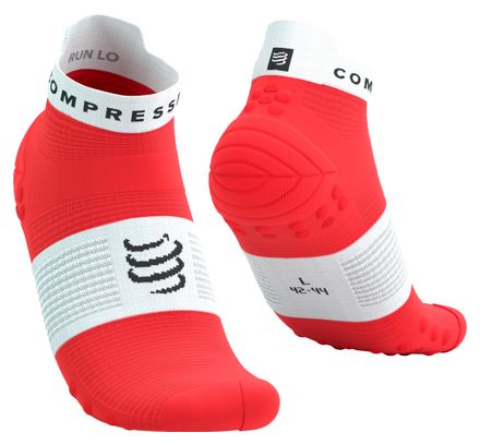 Chaussettes Compressport Pro Racing V4.0 Ultralight Run Low Rouge/Blanc
