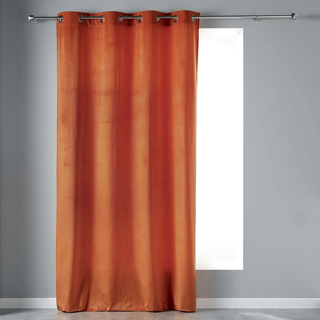 Rideau à œillets VELVETINE polyester terracotta 140x240