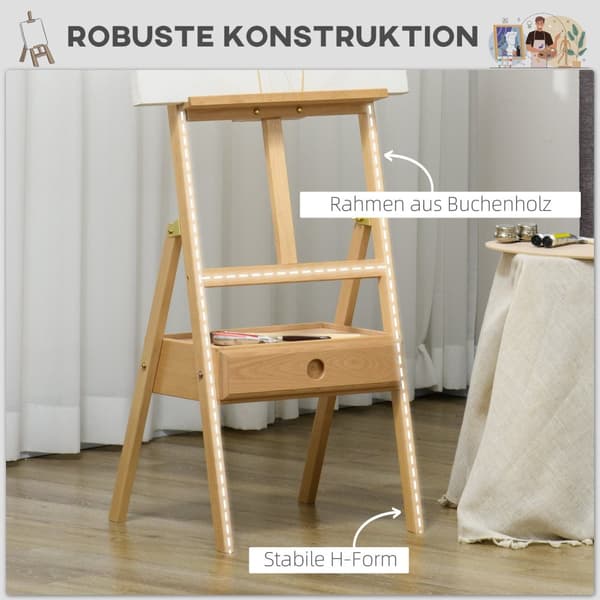Staffeli Stående Staffeli Sammenleggbar Tre-Easel Høydejusterbart Studio-Easel Med Holder, For Lerreter Opptil 92 Cm Høye