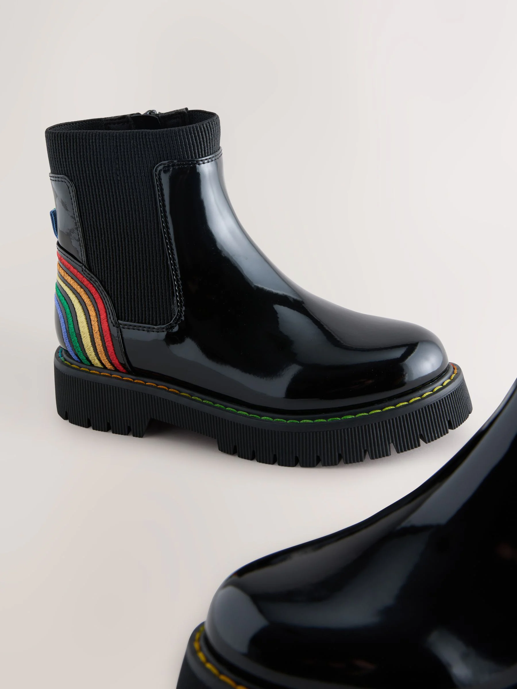 Little Bird by Jools Oliver Rainbow Patent Chunky Chelsea Boots