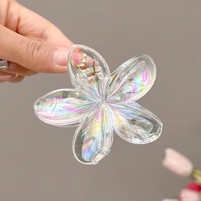 (8cm) Haarspange Klammer Krallen Clip Haar Accessoire Blume - Irisierend