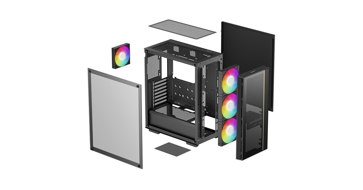 DeepCoolMATREXX 55 V4 C midi tower behuizing  (Zwart | 1x USB-A | 1x USB-C | RGB | Window)