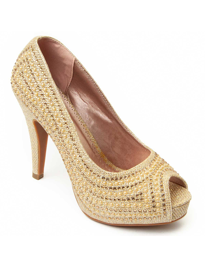 Ladies Gold Heeled Shoes
