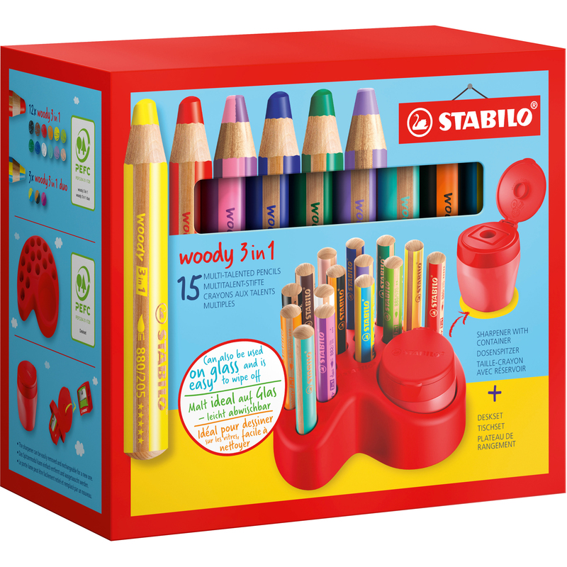 Stabilo Farbstifte Woody 3 in 1, 15 Stück, assortiert