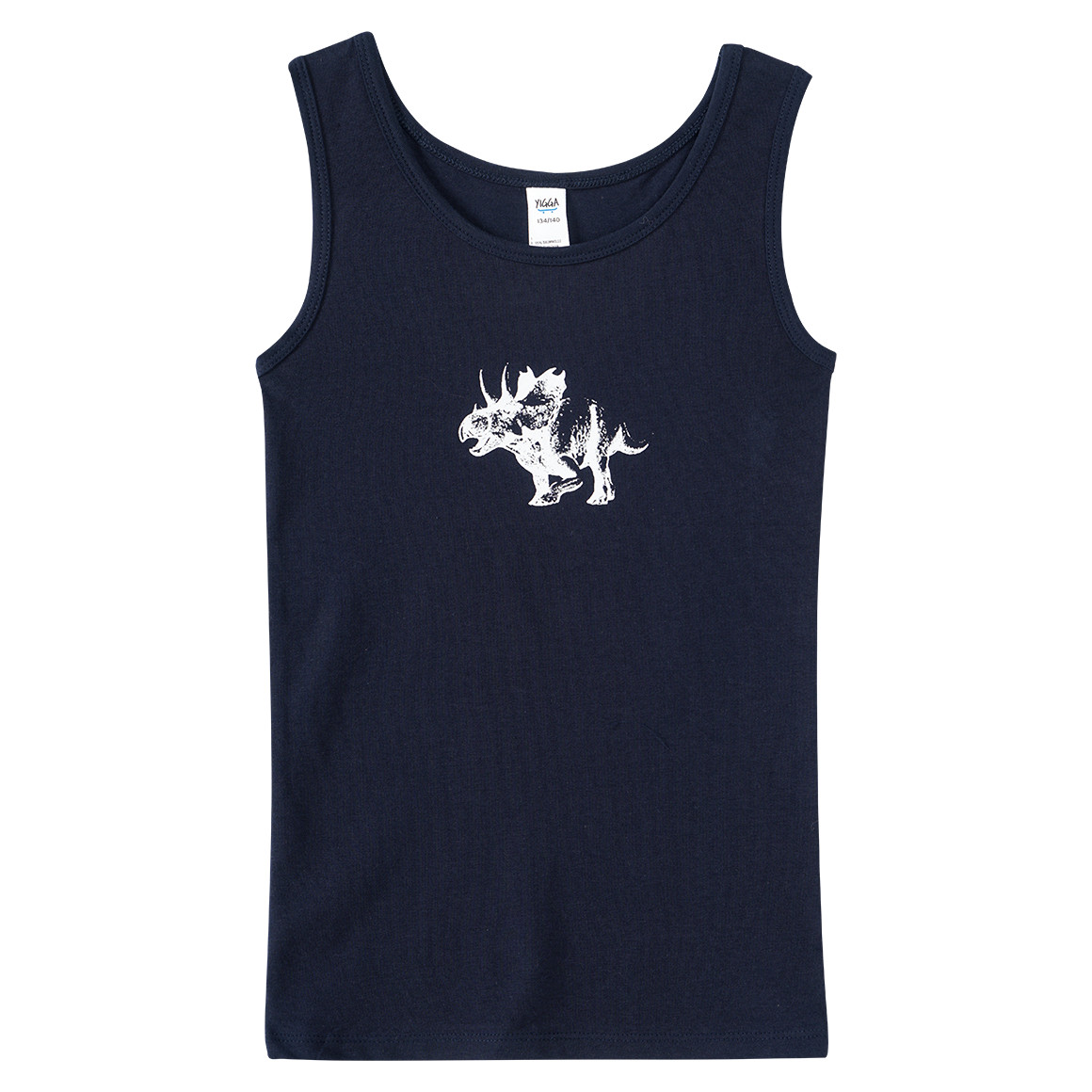 Yigga 2 Jungen Unterhemden mit Dino-Motiv dunkelblau / blau