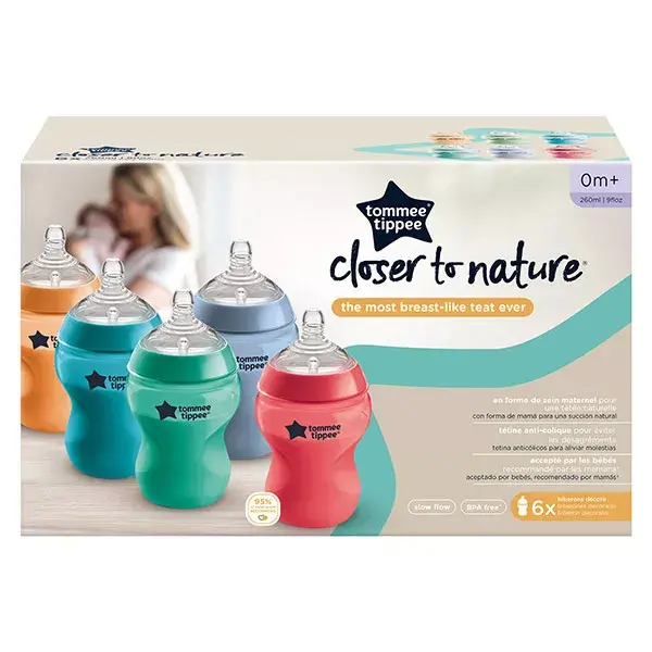 Tommee Tippee Closer To Nature Biberon Multicolore 0m+ Lot de 6 x 260ml
